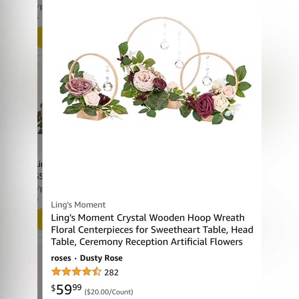 Lings moment crystal wooden hoops  floral wreaths